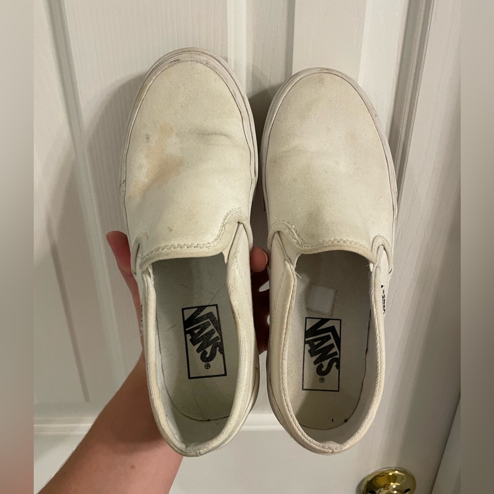 White Slip On Vans - Size 7
